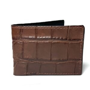 Alligator Desert Brown Leather Bifold Wallet