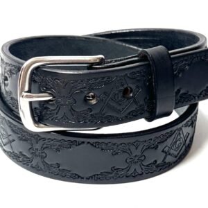 Black Freemason Premium Heavy Leather Belt