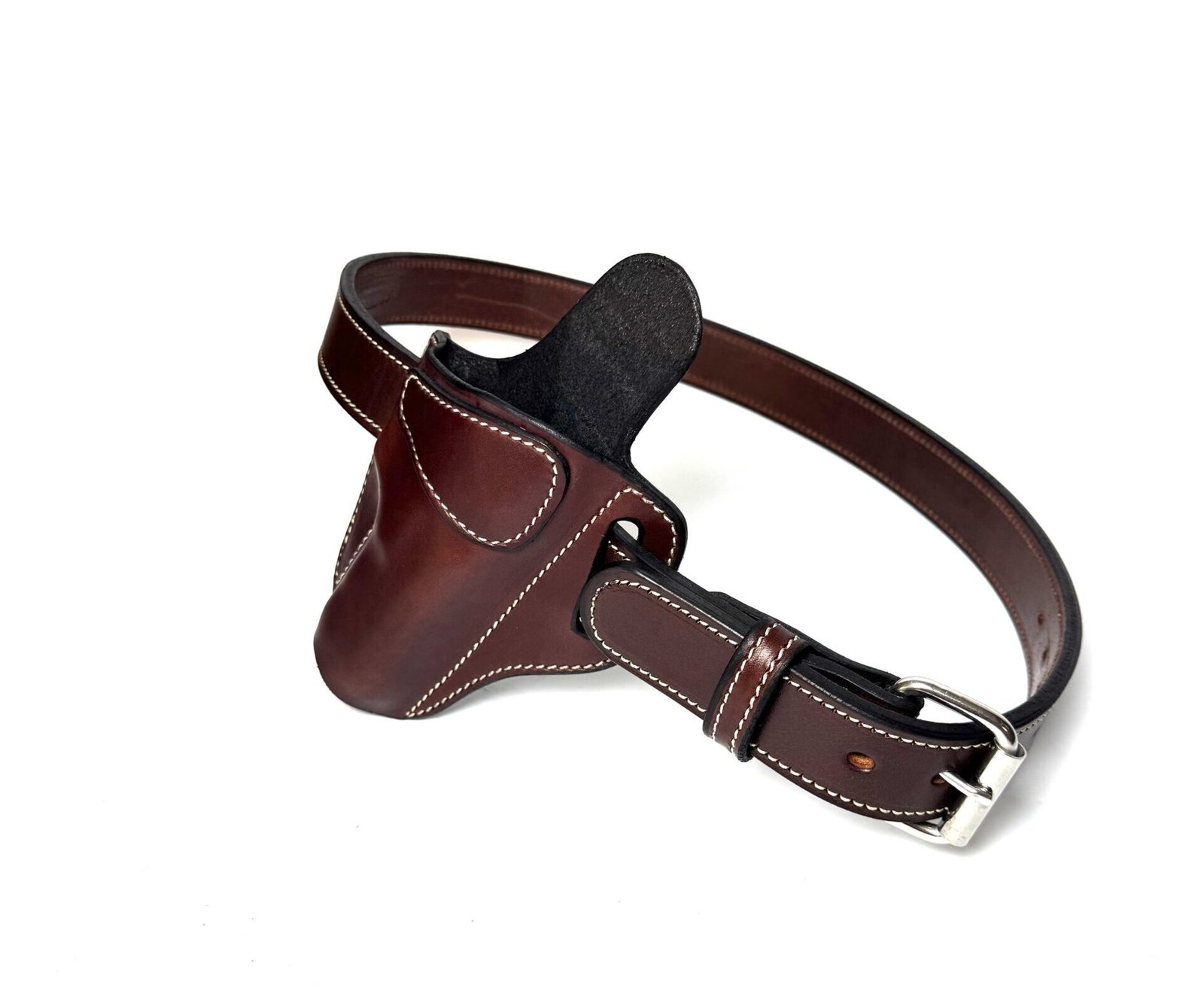 Brown Glock XD Leather Holster and Heavy-Duty Belt Combo – White Stitching - Image 5
