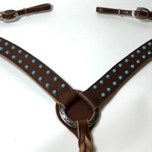 Turquoise Outlaw Leather Breast Collar | Handmade Western Horse Tack