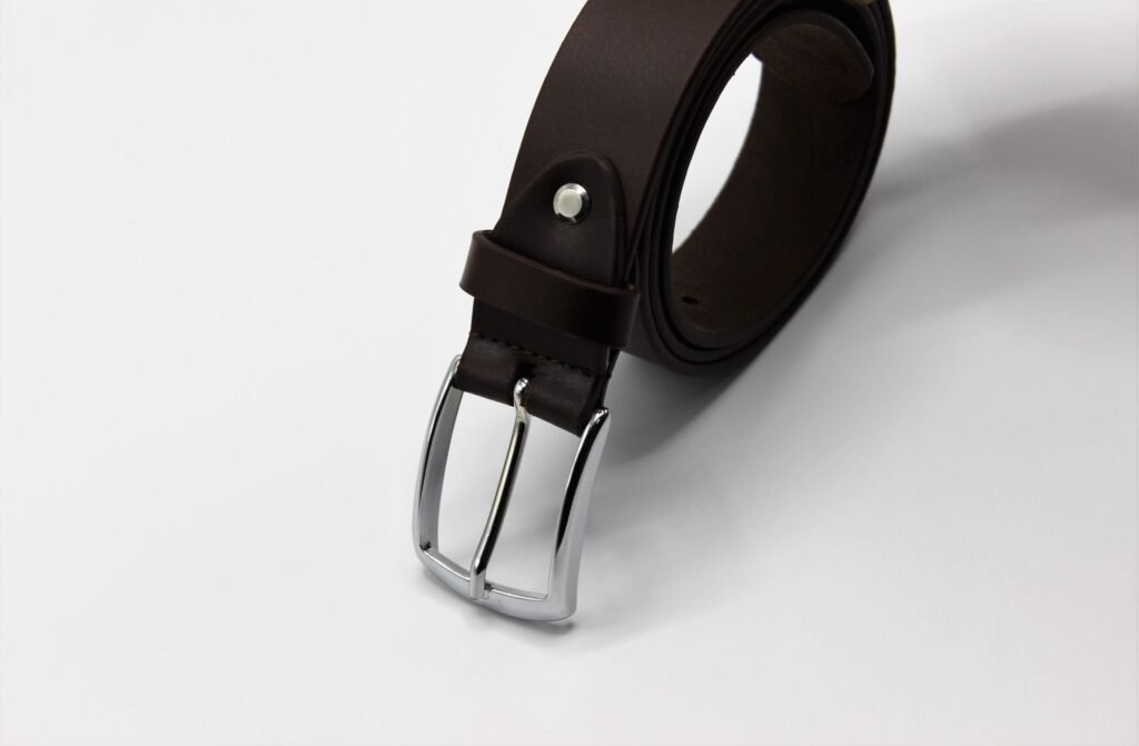 Brown Leather Belt with Silver Buckle