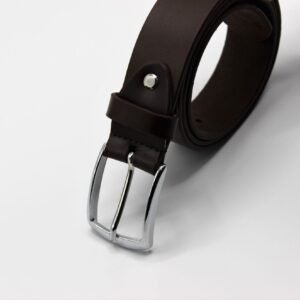 Brown Leather Belt with Silver Buckle