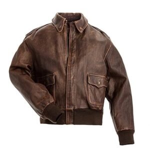 Aviator A2 Distressed Brown Cowhide Leather Bomber Jacket