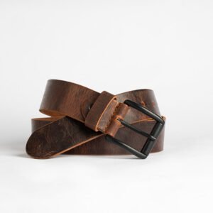 Brown Leather Belt with Short Buckle