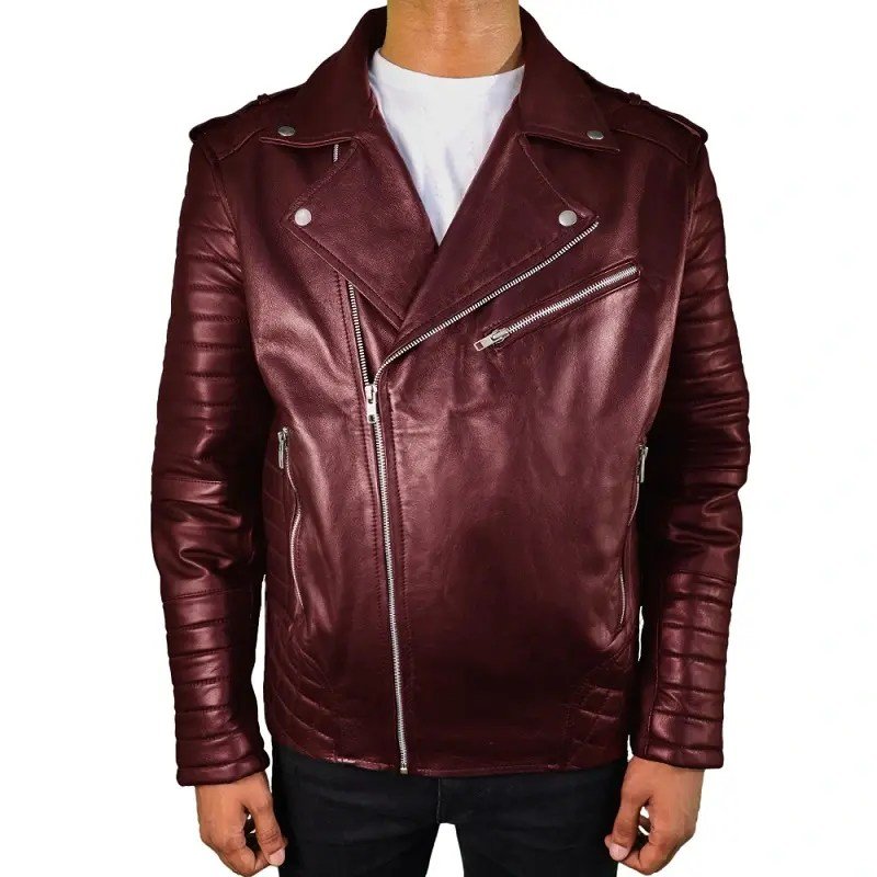Men’s Quilted Biker Leather Jacket - Image 5