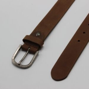 Tan Leather Belt with Antique Silver Buckle