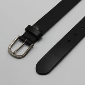 Black Leather Belt with Antique Silver Buckle