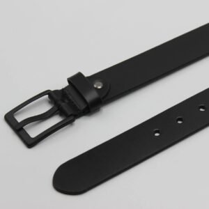 Black Leather Belt with Matt Black Buckle