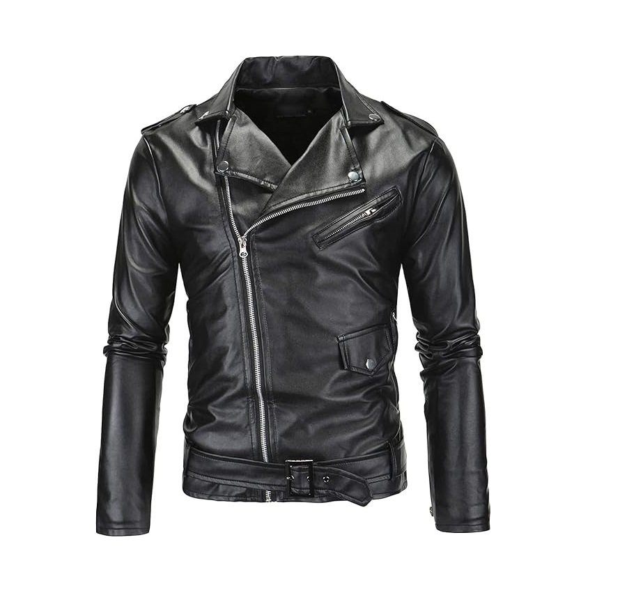 Men’s Black Belted Leather Jacket