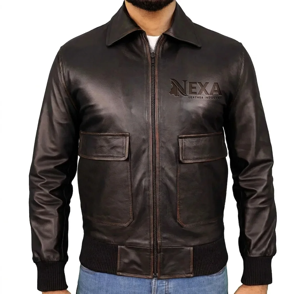 Men’s Black A2 Aviator Retro Leather Jacket