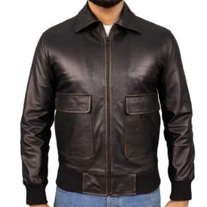 Men’s Black A2 Aviator Retro Leather Jacket
