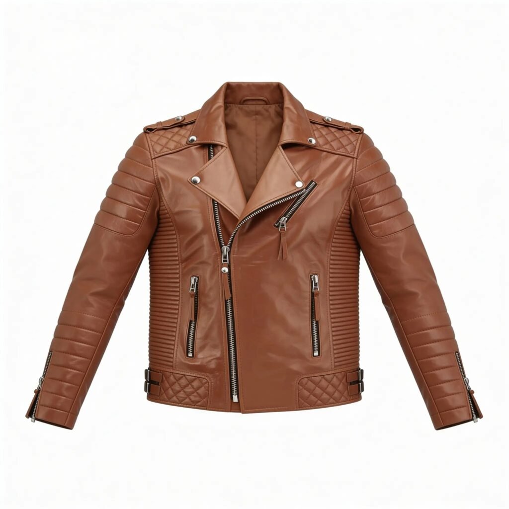 Men’s Tan Biker Leather Jacket