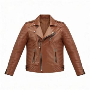 Men’s Tan Biker Leather Jacket