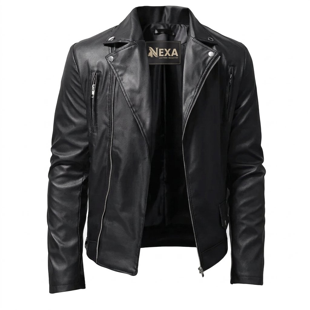Men’s Cafe Racer Sheepskin Black Leather Jacket