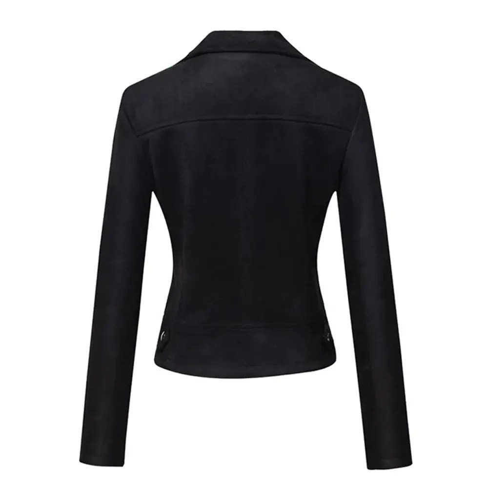 Women’s Black Suede Moto Jacket - Image 2