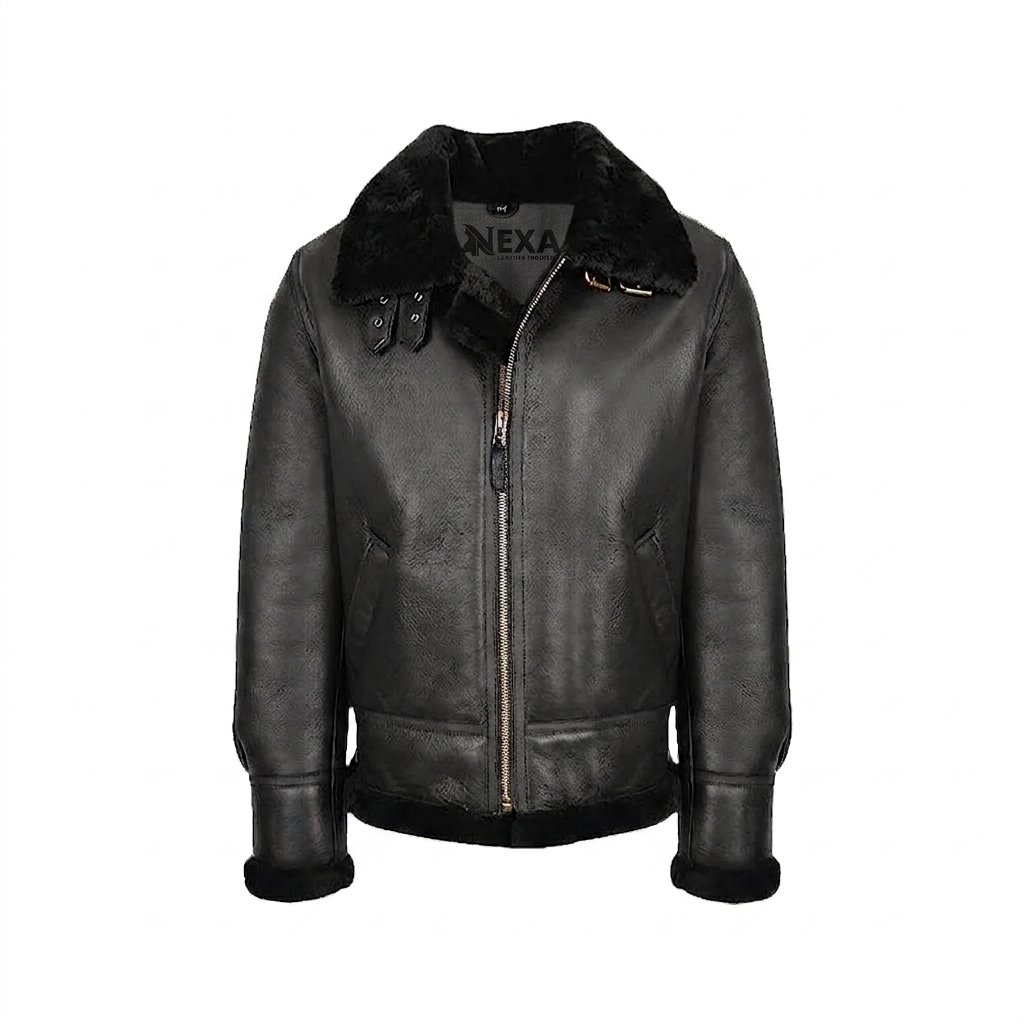 Black B3 Bomber Leather Jacket