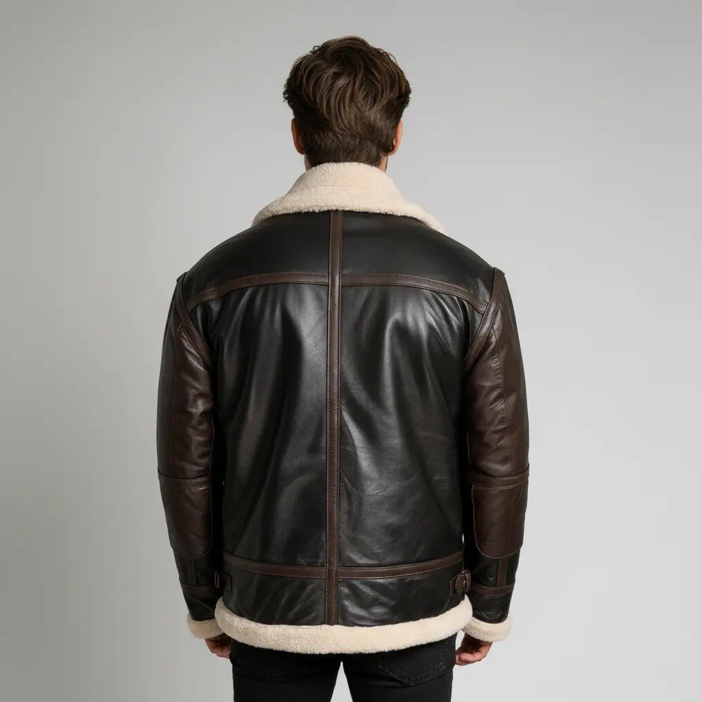 Black B3 Lambskin Bomber Leather Jacket - Image 4