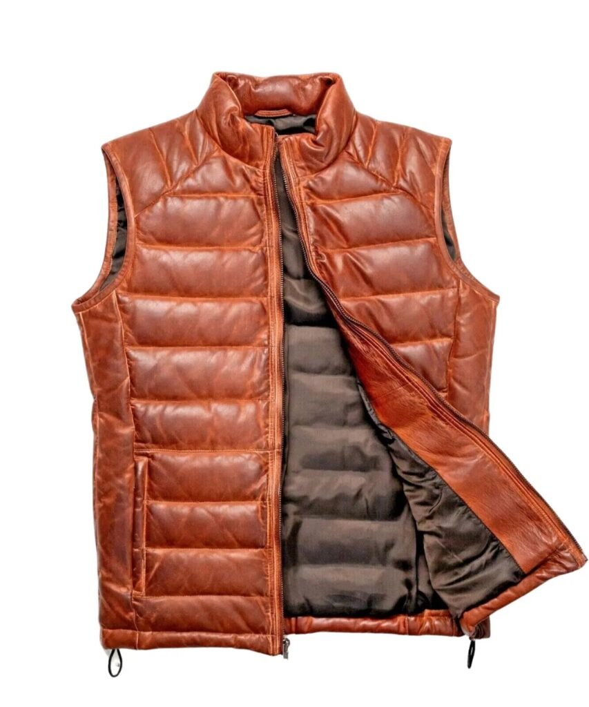 Men’s Lambskin Puffer Quilted Leather Vest