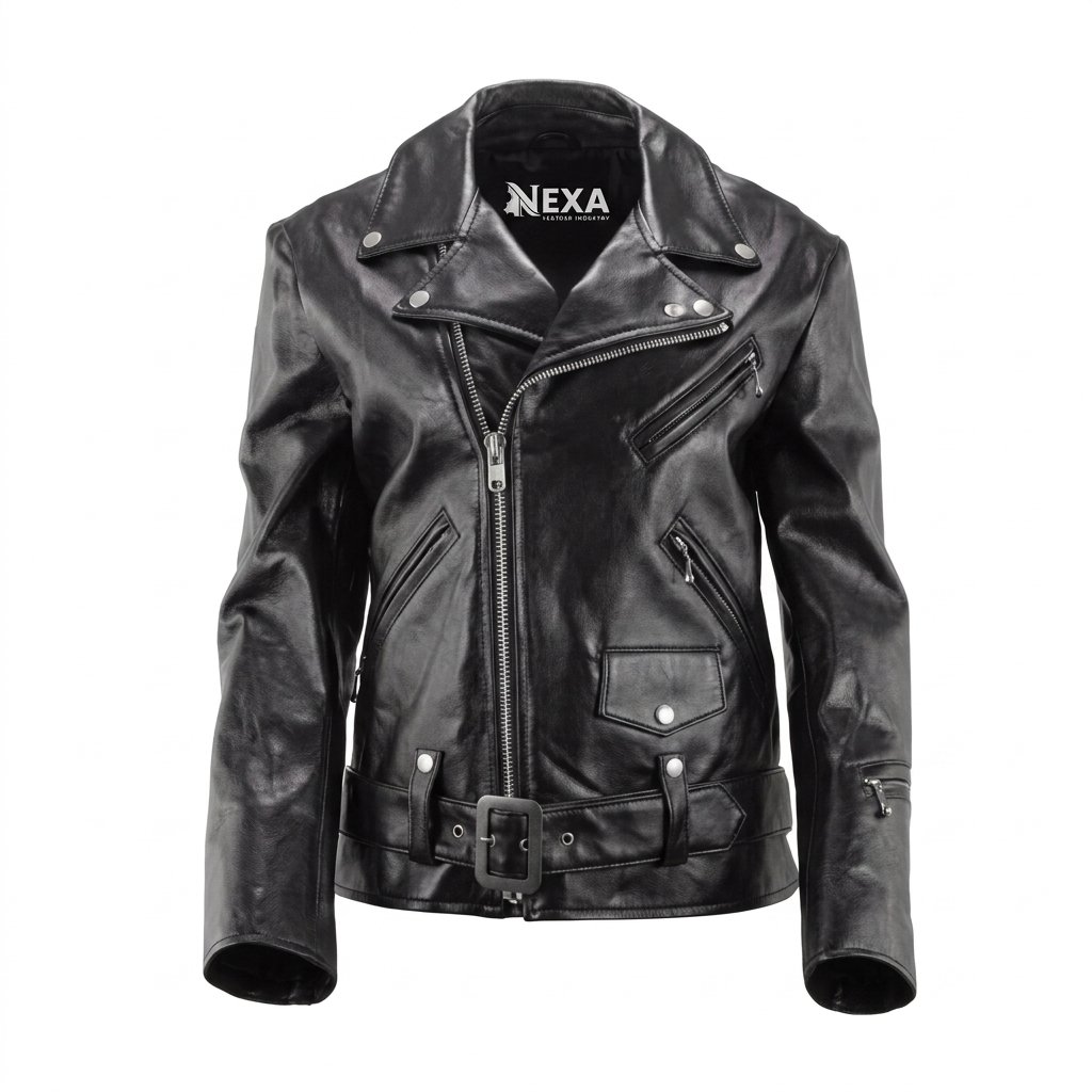 Men’s Black Slim Fit Double Rider Leather Jacket