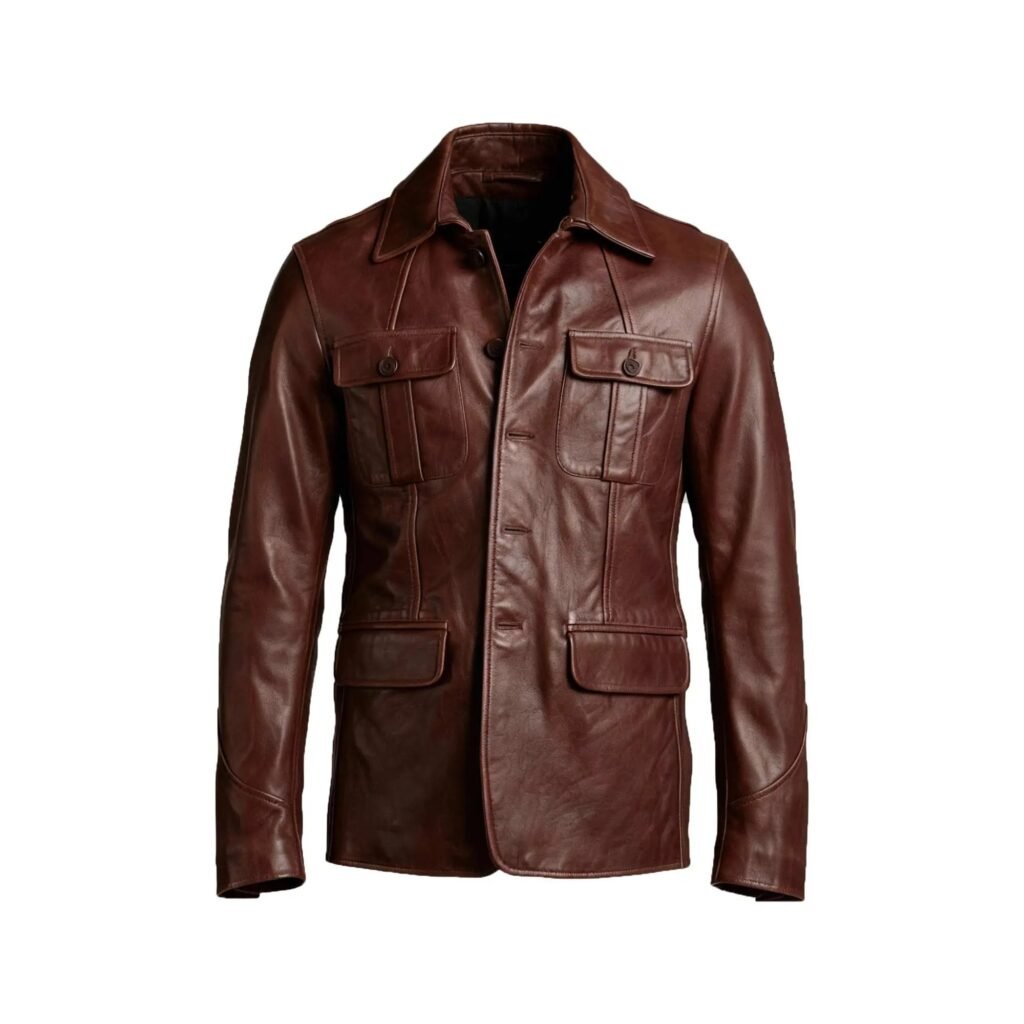 Men’s Brown Blazer Leather Coat