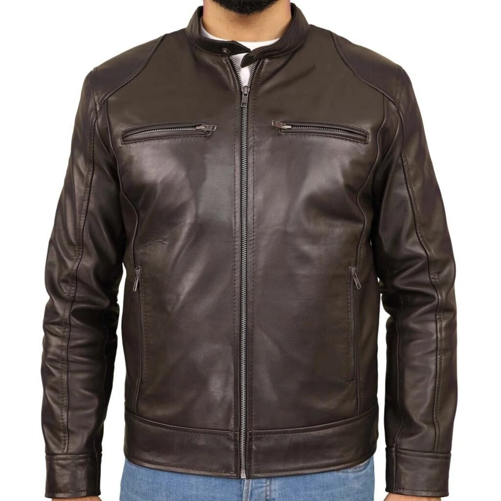 Men’s Brown Leather Bomber Jacket