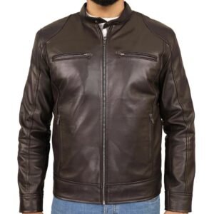 Men’s Brown Leather Bomber Jacket