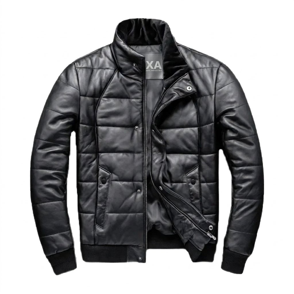 Men’s Puffer Sheepskin Leather Jacket