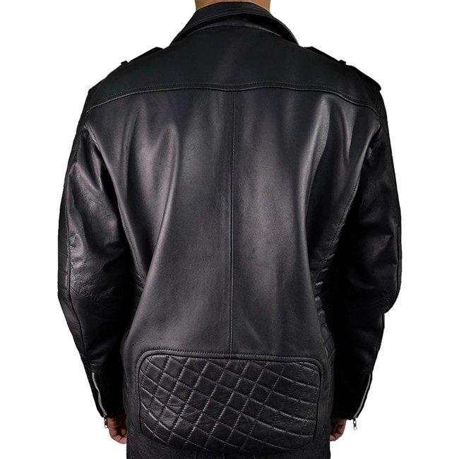Men’s Quilted Biker Leather Jacket - Image 2