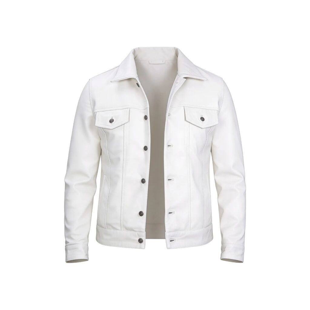 Men’s White Lambskin Leather Jacket