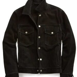 Men’s Black Suede Trucker Leather Jacket