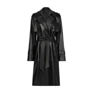 Women’s Black Leather Trench Coat