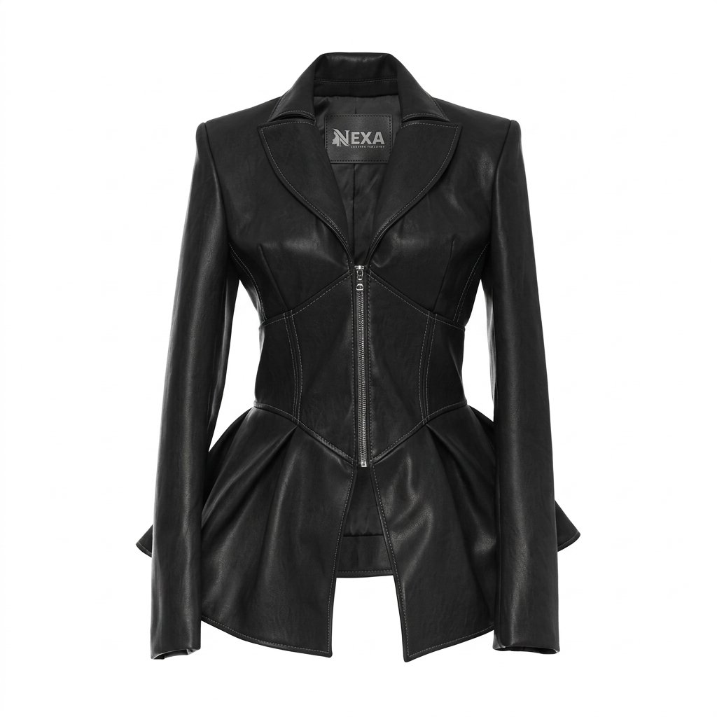 Women’s Black Zip Winter Leather Coat
