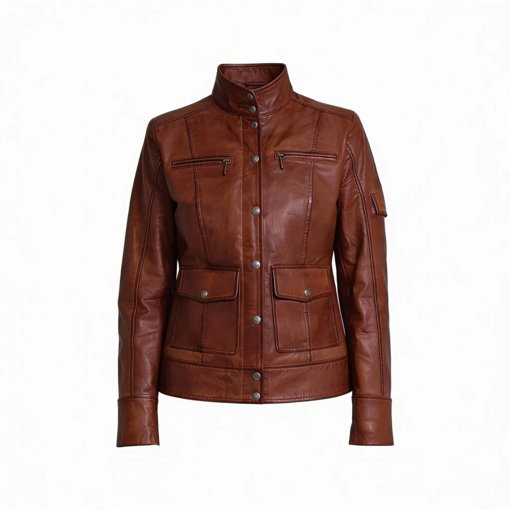 Women’s Dark Wax Brown Sheepskin Leather Jacket